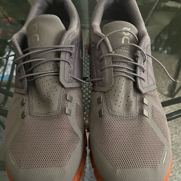 On Running Men's Athletic Shoes in Gray and Orange - Picture 2 of 7